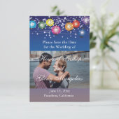 Ombre Rainbow Lanterns FOTO Save the Date (Stehend Vorderseite)