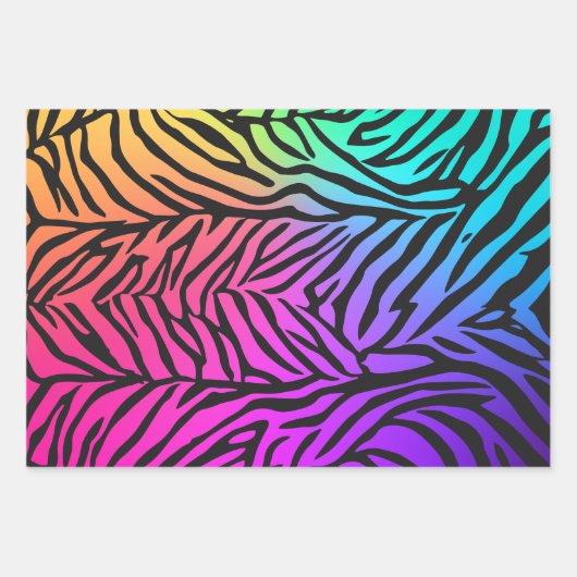 Ombre Rainbow Tiger Print Geschenkpapier Set (Vorderseite 2)
