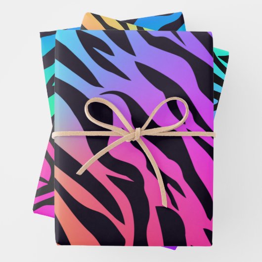 Ombre Rainbow Tiger Print Geschenkpapier Set (Beispiel)
