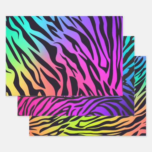 Ombre Rainbow Tiger Print Geschenkpapier Set (Set)