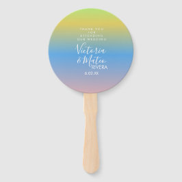 Ombre Rainbow Yellow Blue Pink Wedding Vielen Dank Fächer