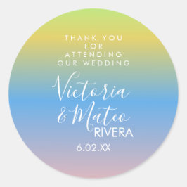 Ombre Rainbow Yellow Pink Wedding Runder Aufkleber