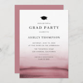 Ombre Red Modern Graduation Party Einladung (Vorne/Hinten)