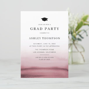 Ombre Red Modern Graduation Party Einladung