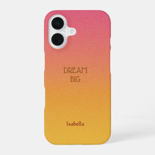 Ombre Red Personalize Quote & Name iPhone Fall 16 Hülle (Rückseite)