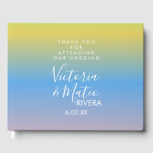 Ombre-Regenbogen Gelb Blau Rosa Hochzeit Danke Gästebuch