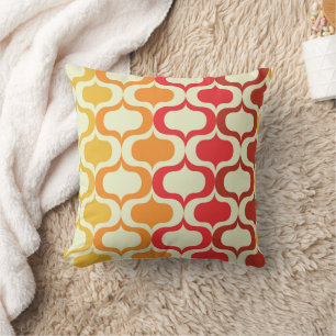 Ombre Retro Ogee in Orange, Apfelsine und Rot Kissen