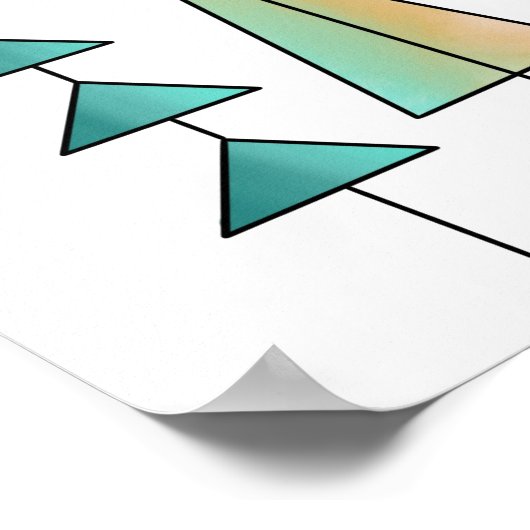 ombre Retro rosa, rosa, blau, geometrisch, Weihnac Poster (Ecke)