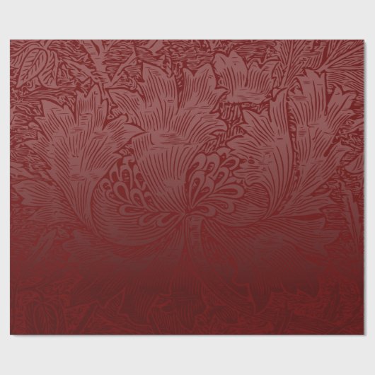 Ombré Rich Red Classic William Morris Floral Geschenkpapier (Flach)