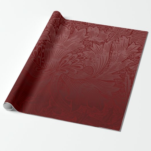 Ombré Rich Red Classic William Morris Floral Geschenkpapier (Ungerollt)