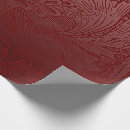 Ombré Rich Red Classic William Morris Floral Geschenkpapier (Ecke)