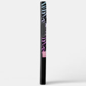 Ombre rosa-blauer Glitzer Zebra Streifen Bow Monog Case-Mate iPhone Hülle (Rückseite / Rechts)