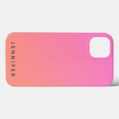 Ombre | Rosa Orange Sunset Modern Name Case-Mate iPhone Hülle (Rückseite (Horizontal))