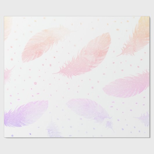 *~* Ombre rosa Pfirsich-Lavendel-Federn auf Weiß Geschenkpapier (Flach)