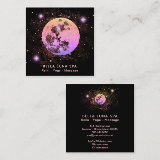 *~* Ombre Rosa Pfirsichmauermörtel Quadratische Visitenkarte (Vorne/Hinten)