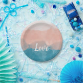 Ombre Rosa und Blau Liebe Graceful Gradient Pappteller (Party)