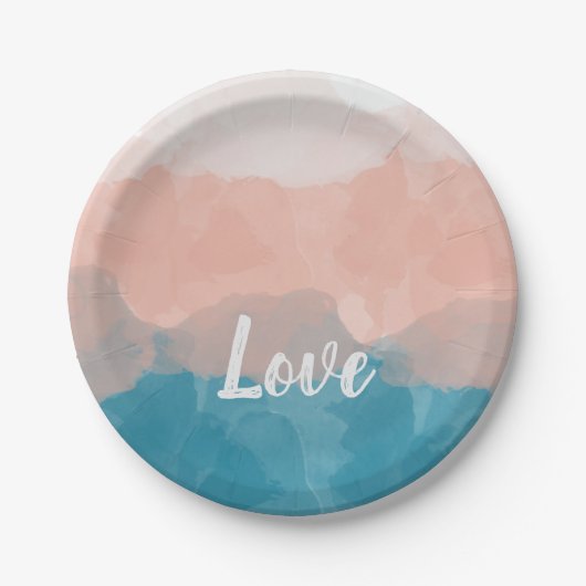 Ombre Rosa und Blau Liebe Graceful Gradient Pappteller (Vorderseite)