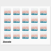 Ombre Rosa und Blau Liebe Graceful Gradient Quadratischer Aufkleber (Blatt)