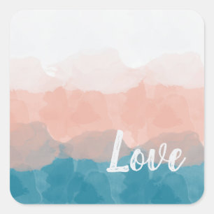 Ombre Rosa und Blau Liebe Graceful Gradient Quadratischer Aufkleber