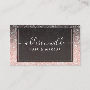 Ombre Rosa und schwarzer Glitter Moderne Chic Luxu Visitenkarte