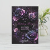 Ombré-Rose Einladung zur Geburtstagsparty, elegant (Stehend Vorderseite)