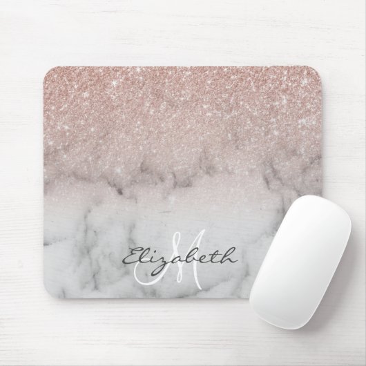 Ombre Rose Gold Glitzer Classic Marble Mousepad (Mit Mouse)