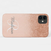 Ombre Rose Gold Glitzer Fading Monogram Case-Mate iPhone Hülle (Rückseite (Horizontal))