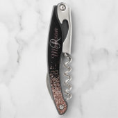 Ombre Rose Gold Stylish Monogram Glitzer Kellnermesser (Rückseite)