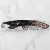 Ombre Rose Gold Stylish Monogram Glitzer Kellnermesser (Vorderseite)