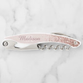 Ombre Rose Gold Stylish Monogram Glitzer Kellnermesser (Vorderseite)