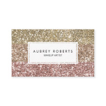 Ombre Rose Pink Gold Glitzer Girly Business Cards