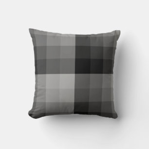 Ombre Schachbrett Blendet Schwarz bis Grau Kissen