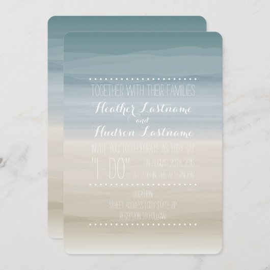 Ombre Shore Beach Wedding Einladung (Vorne/Hinten)