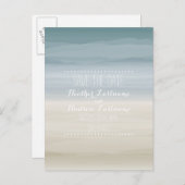 Ombré Shore Wedding speichern das Datum Ankündigungspostkarte (Vorne/Hinten)