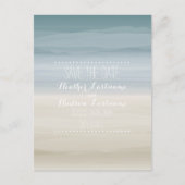Ombré Shore Wedding speichern das Datum Ankündigungspostkarte (Vorderseite)
