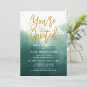 Ombre Sie sind eingeladen Brush Typografie Hochzei Einladung (Stehend Vorderseite)