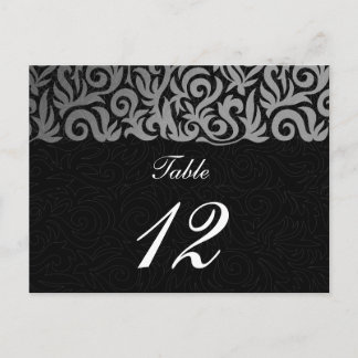 Ombre Silber und Schwarz Swirling Border Wedding Postkarte