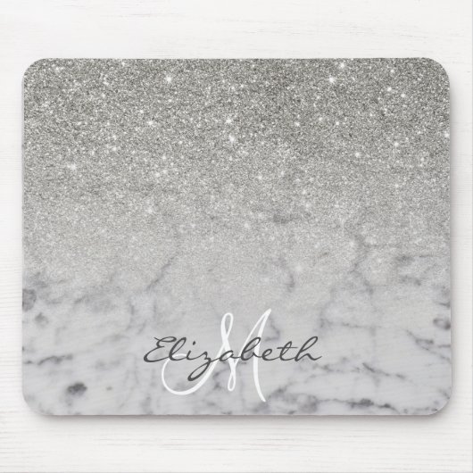 Ombre Silver Glitzer Classic Marble Trendy Mousepad (Vorne)