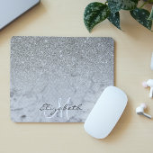 Ombre Silver Glitzer Classic Marble Trendy Mousepad