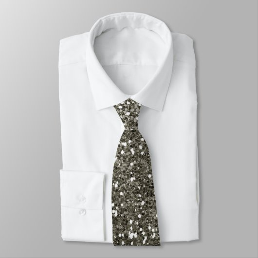 Ombre Silver Glitzer Sparkle Elegant Neck Tie Krawatte (Gebunden)