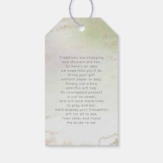 Ombre Spring Green Gold Foil Bridal Display Dusche Geschenkanhänger (Rückseite)