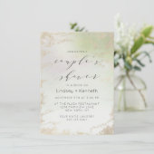 Ombre Spring Green Gold Foil Frost Polterabend Einladung (Stehend Vorderseite)