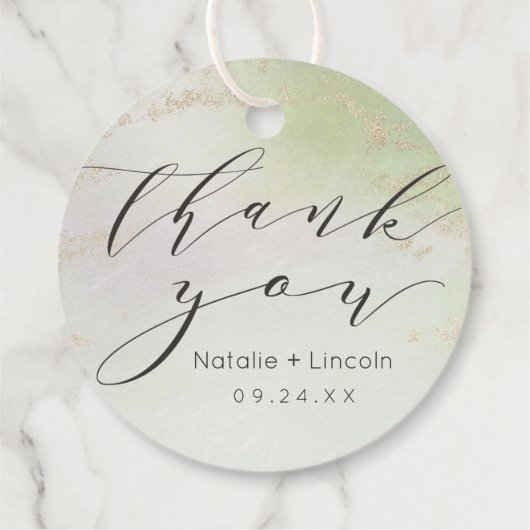 Ombre Spring Green Gold Foil Wedding Vielen Dank Geschenkanhänger (Rückseite)