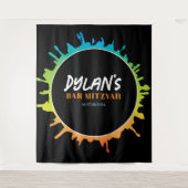 Ombre Spritzer Bat Bar Mitzvah Foto-Op Hintergrund Wandteppich (Vorderseite)