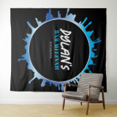 Ombre Spritzer Blue Bar Mitzvah Foto-Op Hintergrun Wandteppich (Beispiel (Horizontal))