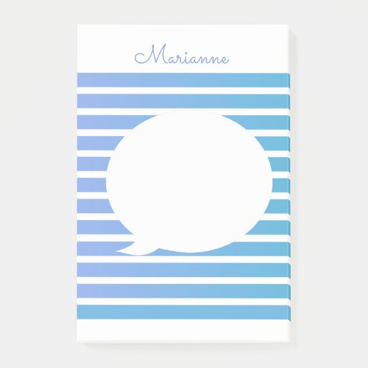 Ombré Stripes Blue Blase Post-it Notes Klebezettel (Vorderseite)