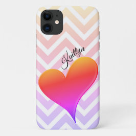 Ombre Sunset Heart on Zickzack Strip Phone Case