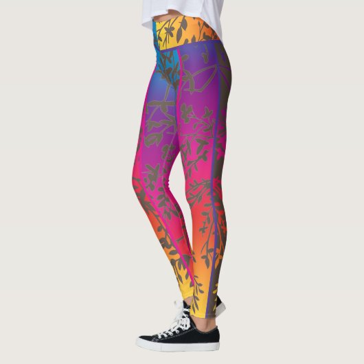 Ombre Sunset Leaf und Branch Leggings (Links)