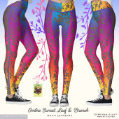 Ombre Sunset Leaf und Branch Leggings