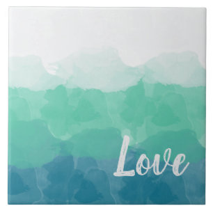 Ombre Türkis Blau und Neo Mint Liebe Gradient Fliese